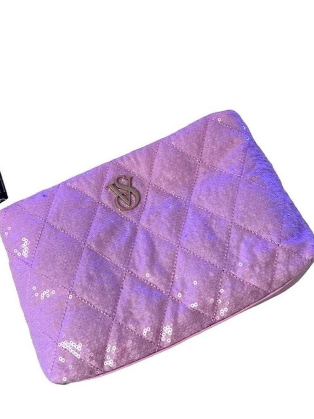 NWT Victoria's Secret Pink Quilted Sequin Makeup Bag Cosmetic Pouch VS